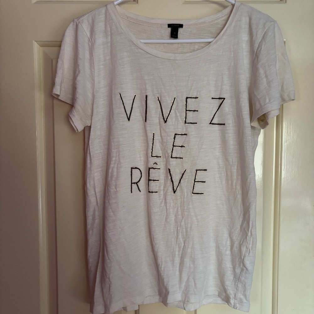 T shirt J.Crew Vivez le rêve metallic print